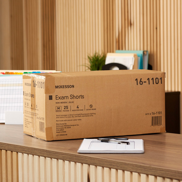 Exam Shorts McKesson Medium Blue SMS Adult Disposable 25/BG