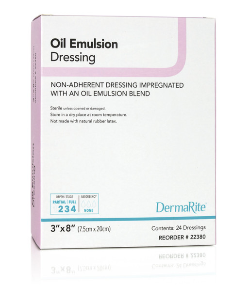DermaRite Oil Emulsion Impregnated Dressing, 3 x 8 Inch