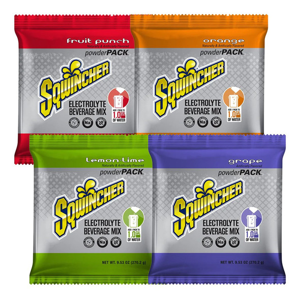 Sqwincher Powder Pack Assorted Flavors Electrolyte Replenishment Drink Mix, 9.53 oz. Packet