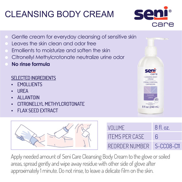 Rinse-Free_Body_Wash_CREAM__CLEANSING_SENI_CARE_NO_RINSE_8OZ_(6/CS)_Soaps_S-CC08-C11