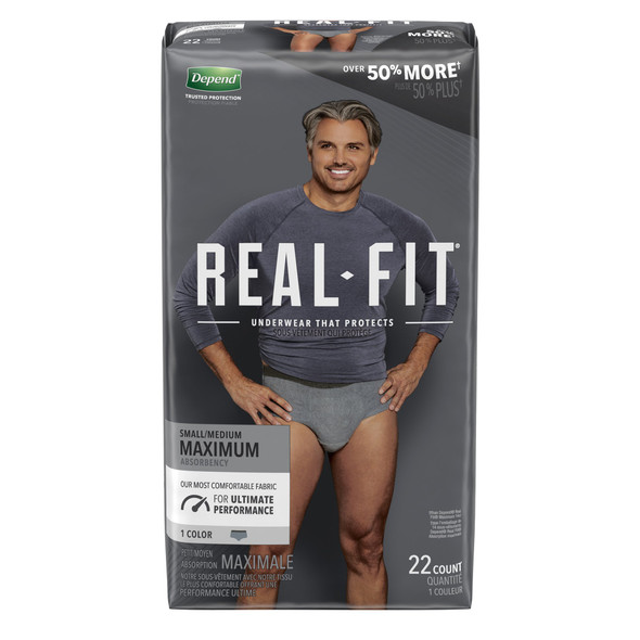 Depend Real Fit Maximum Absorbent Underwear, Small / Medium, 22 per Package