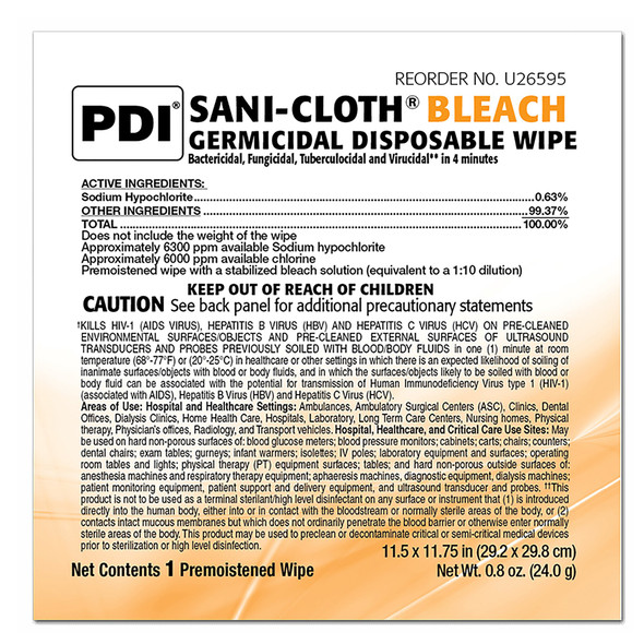 Surface_Disinfectant_Cleaner_WIPE__HRD_SURF_WET_SANICLTH_BLCH_11.5X11.75(40/BX_Cleaners_and_Disinfectants_U26595