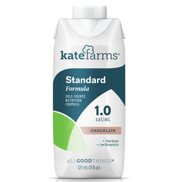 Kate Farms Standard 1.0 Oral Supplement / Tube Feeding Formula, Chocolate Flavor, 11 oz. Carton