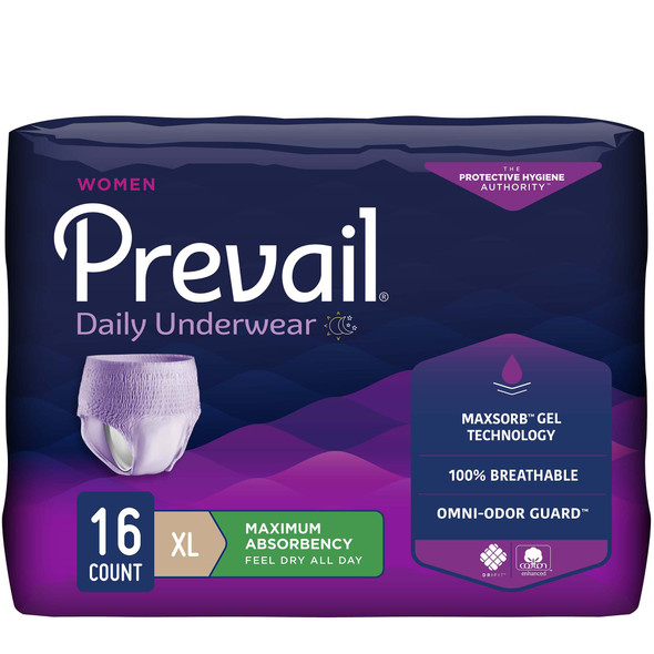 Prevail Daily Absorbent Underwear, X-Large, Lavender