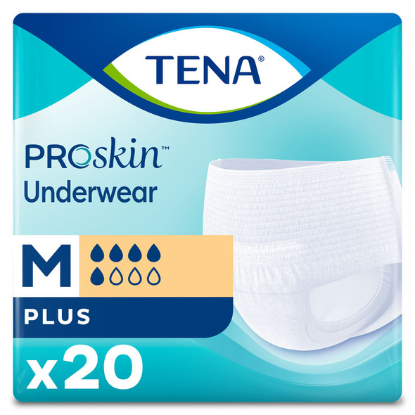 TENA ProSkin Plus Fully Breathable Absorbent Underwear, Medium