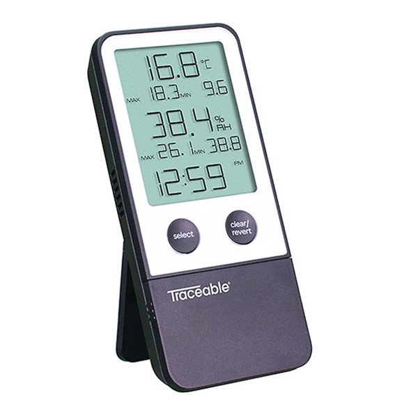 Traceable Digital Thermometer / Hygrometer for use with Hoods, Storerooms, Clean Rooms, Incubators, Drying Chambers and Environmental Cabinets