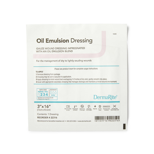 DermaRite Oil Emulsion Wound Dressing, 3 x 16 Inch