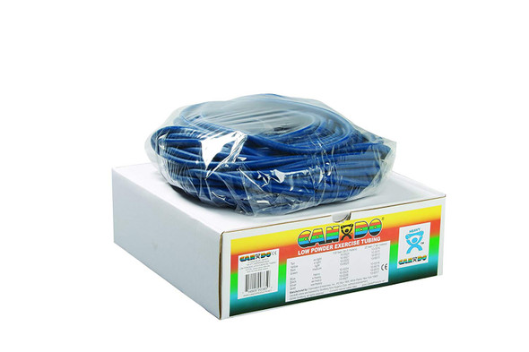 CanDo Low Powder Exercise Resistance Tubing, Blue, 100 Foot Length, Heavy Resistance
