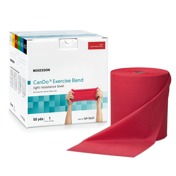 McKesson CanDo Exercise Resistance Band, Red, 5 Inch x 50 Yard, Light Resistance