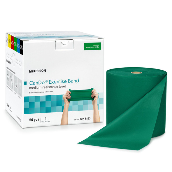 McKesson CanDo Exercise Resistance Band, Green, 5 Inch x 50 Yard, Medium Resistance