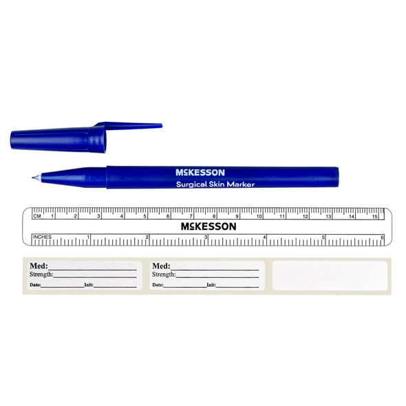 Surgical Skin Marker with Label McKesson Gentian Violet Fine Tip Ruler Sterile