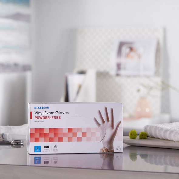 Exam Glove McKesson Large NonSterile Vinyl Standard Cuff Length Smooth Clear Not Rated 1000/CS