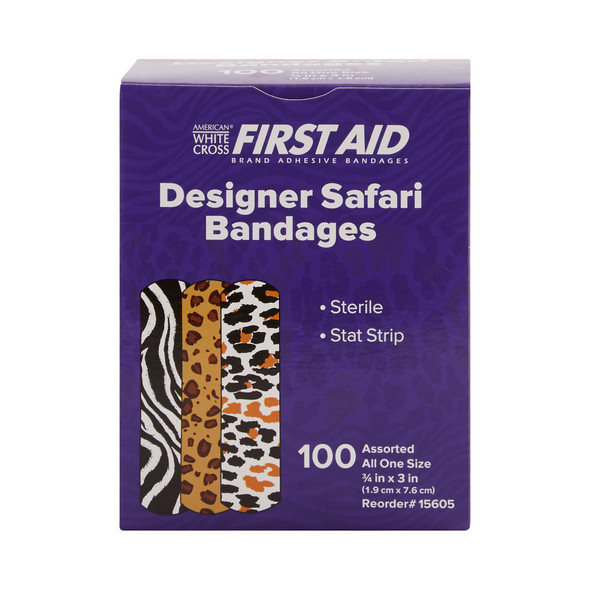 Adhesive_Strip_BANDAGE__ADHSV_STRIP_SAFARI_3/4"X3"_(100/BX_12BX/CS)_Adhesive_Bandages_1018040_928131_980580_980584_980583_15605