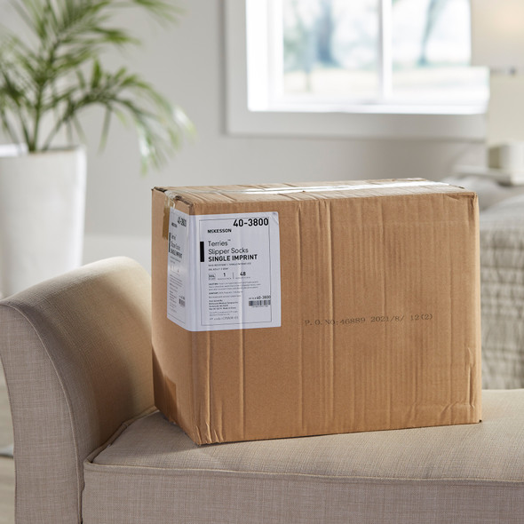 504733_CS Slipper Socks McKesson Terries 2X-Large Gray Above the Ankle 48/CS