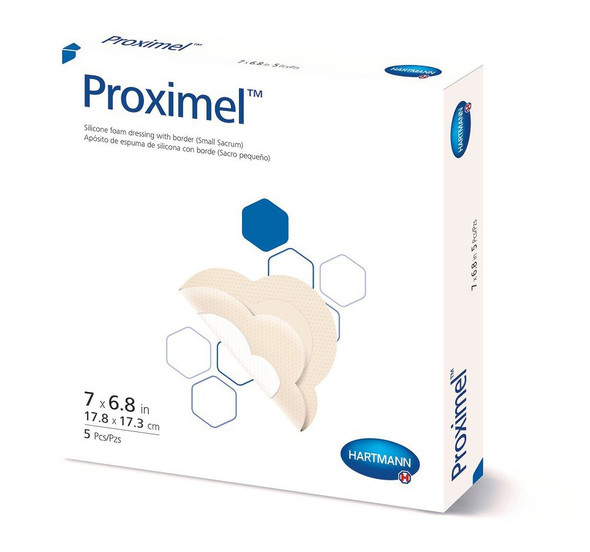Proximel Silicone Adhesive with Border Silicone Foam Dressing, 6-4/5 x 7 Inch