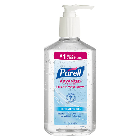 Purell Advanced Hand Sanitizer 12 Oz. Ethyl Alcohol Gel Table Top Pump Bottle