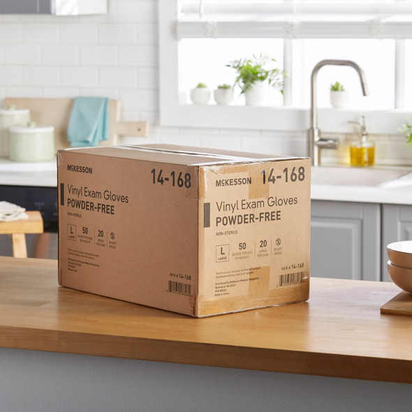 Exam Glove McKesson Confiderm Large NonSterile Vinyl Standard Cuff Length Smooth Clear Not Rated 1000/CS