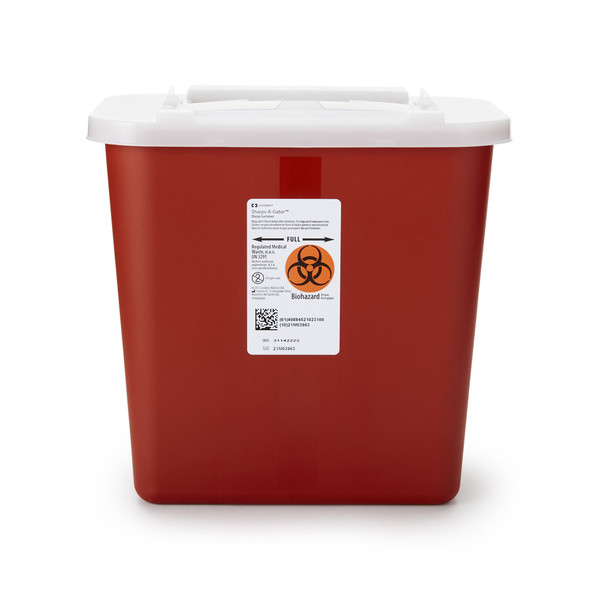 Sharps-A-Gator Sharps Container, 2 Gallon, 10-1/4 x 7 x 10-1/2 Inch