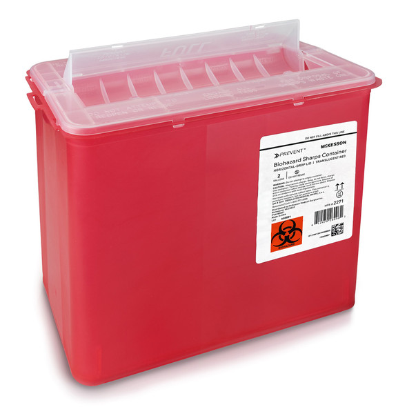 McKesson Prevent Sharps Container, 2 Gallon, 9-1/4 x 10 x 6 Inch