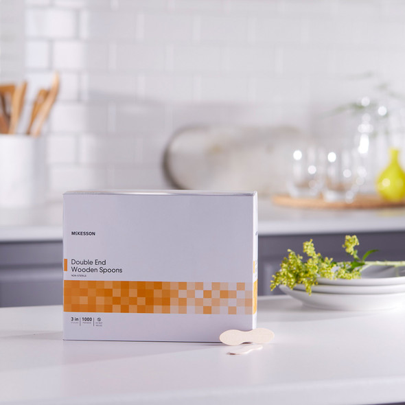 Medical Spoon McKesson Double Ended Tan Wood 10/CS