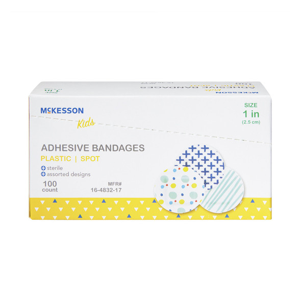 Adhesive_Spot_Bandage_BANDAGE__ADH_MCKID_SPOT_ASTD_PATTERN_1"_(100/BX_24BX/CS)_Adhesive_Bandages_16-4832-17