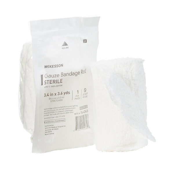 McKesson Sterile Fluff Bandage Roll, 3-2/5 Inch x 3-3/5 Yard