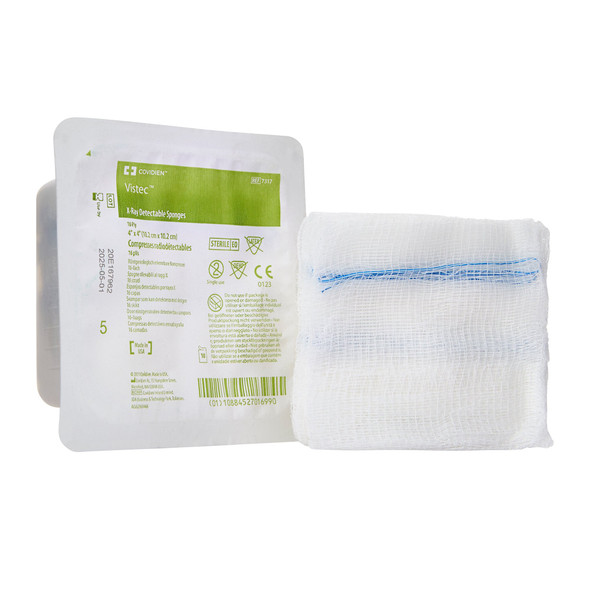 Visitec Sterile USP Type VII X-Ray Detectable Gauze Sponge, 4 x 4 Inch