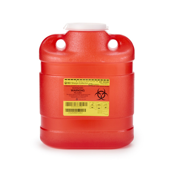 Becton Dickinson Red Sharps Container, 6.9 Quart, 11½ x 8¾ x 5½ Inch