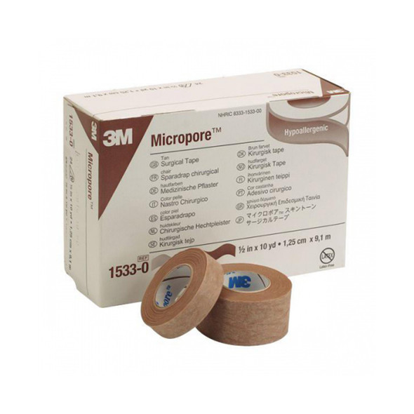 3M Micropore Paper Medical Tape, 1/2 Inch x 10 Yard, Tan