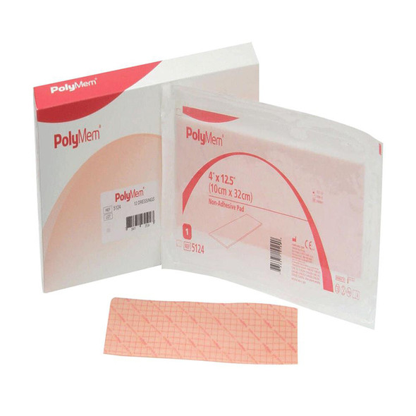 PolyMem Non-Adhesive without Border Foam Dressing, 4 x 12½ Inch