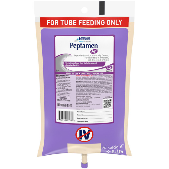 Peptamen AF Tube Feeding Formula, 1000 mL Ready to Hang Prefilled Container
