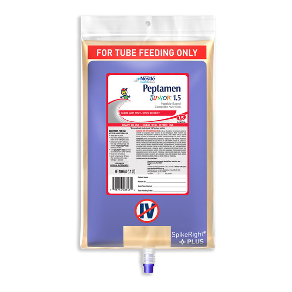 Peptamen Junior 1.5 Pediatric Tube Feeding Formula, 1000 mL Bag