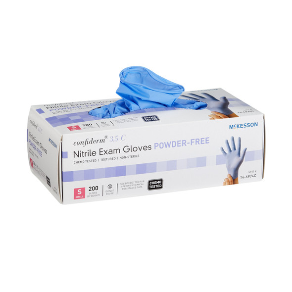 McKesson Confiderm 3.5C Nitrile Exam Glove, Small, Blue