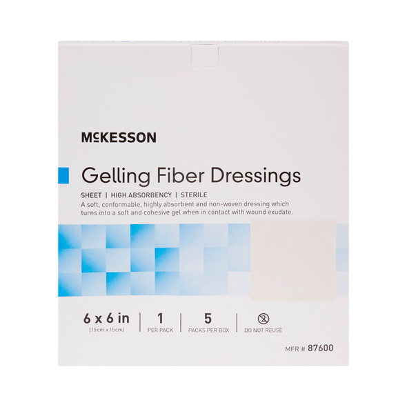 McKesson Absorbent Gelling Fiber Dressing, 6 x 6 Inch