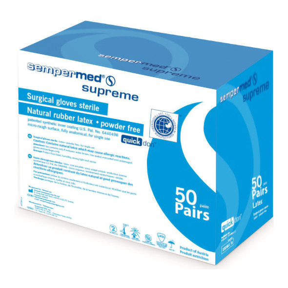 Sempermed Supreme Latex Surgical Glove, Size 8.5, Ivory