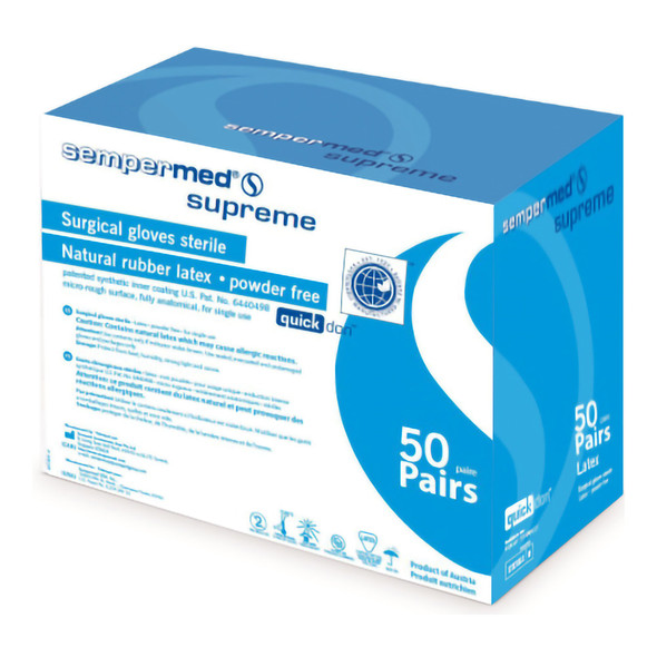 Sempermed Supreme Latex Surgical Glove, Size 9, Ivory