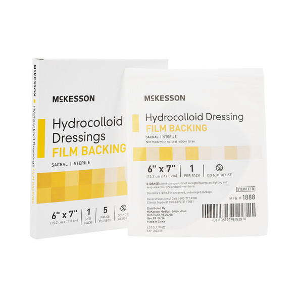 McKesson Hydrocolloid Dressing, 6 x 7 Inch Sacral