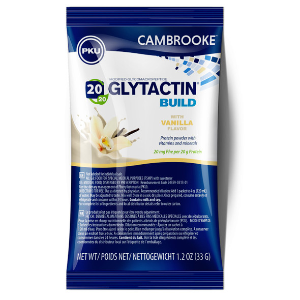 Glytactin Build 20/20 Oral Supplement for Phenylketonuria (PKU), Vanilla Flavor