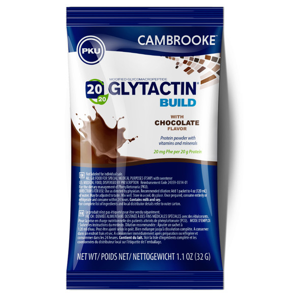 Glytactin Build 20/20 Oral Supplement for Phenylketonuria (PKU), Chocolate Flavor