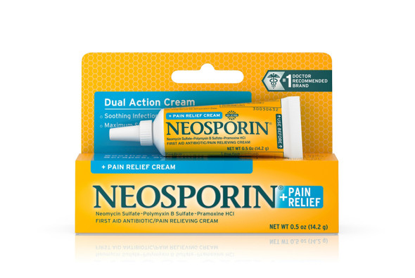 Neosporin Bacitracin / Neomycin / Polymyxin B / Pramoxine First Aid Antibiotic Cream, 0.5 oz. Tube