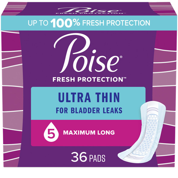 Poise Fresh Protection Ultra Thin Pads, Maximum Long