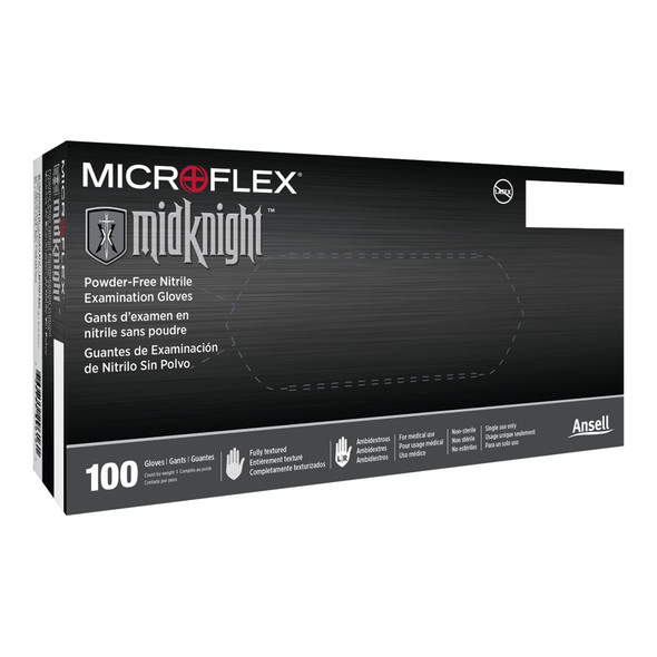 Microflex MidKnight Exam Glove, 2X-Large, Black