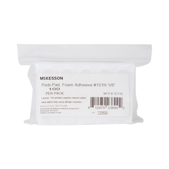 Protective_Pad_PEDI-PAD__FOAM_ADH_WHT_#101-NAARROW_1/8"_(100/PK_10PK/CS)_Ankle__Foot_and_Toe_30138