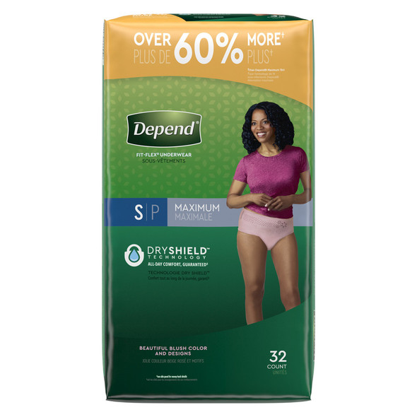 Female Adult Absorbent Underwear Depend FIT-FLEX Pull On with Tear Away Seams Small Disposable Heavy Absorbency
