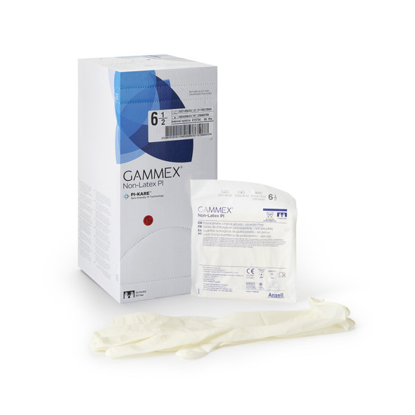 Gammex Non-Latex PI Polyisoprene Surgical Glove, Size 6.5, White