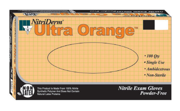 NitriDerm Ultra Orange Exam Glove, Medium, Orange