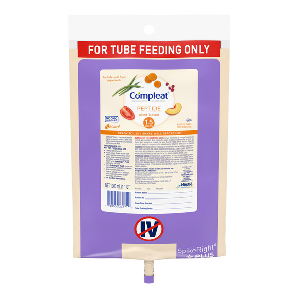 Pediatric Tube Feeding Formula Compleat Pediatric Peptide 1.5 1000 mL Bag Liquid Real Food Ingredients