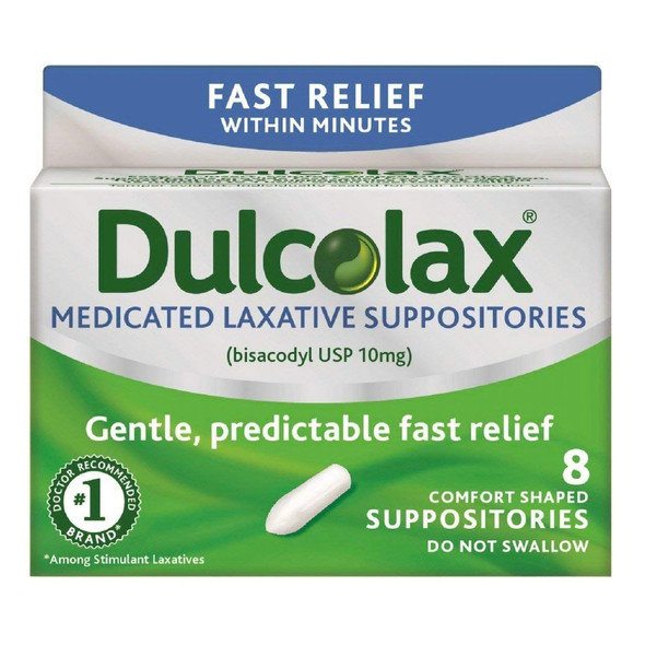 Laxative Dulcolax Suppository 8 per Box 10 mg Strength Bisacodyl USP