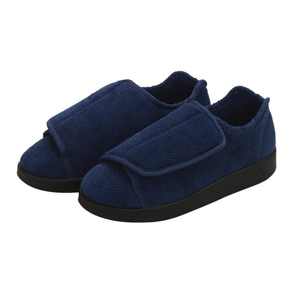 Silverts Women's Double Extra Wide Easy Closure Slippers, Navy Blue, Size 11