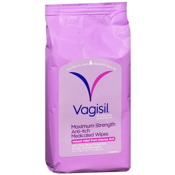 Itch Relief Vagisil 1% Strength Towelette 12 per Box Individual Packet